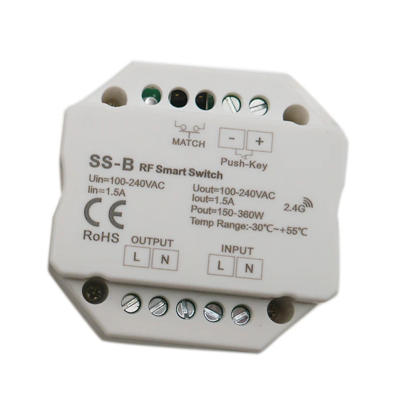 SS-B AC100-240V RF Smart Switch output 100-240VAC 2A 480W RF smart switch с релейным выходом led контроллер - Цвет: SS-B