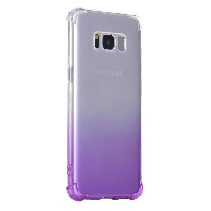 Silicone Case for Samsung Galaxy S8 Classic Fashion Gradient Blue-ray Color Soft Covers Shell galaxy s8 anti-shock case |