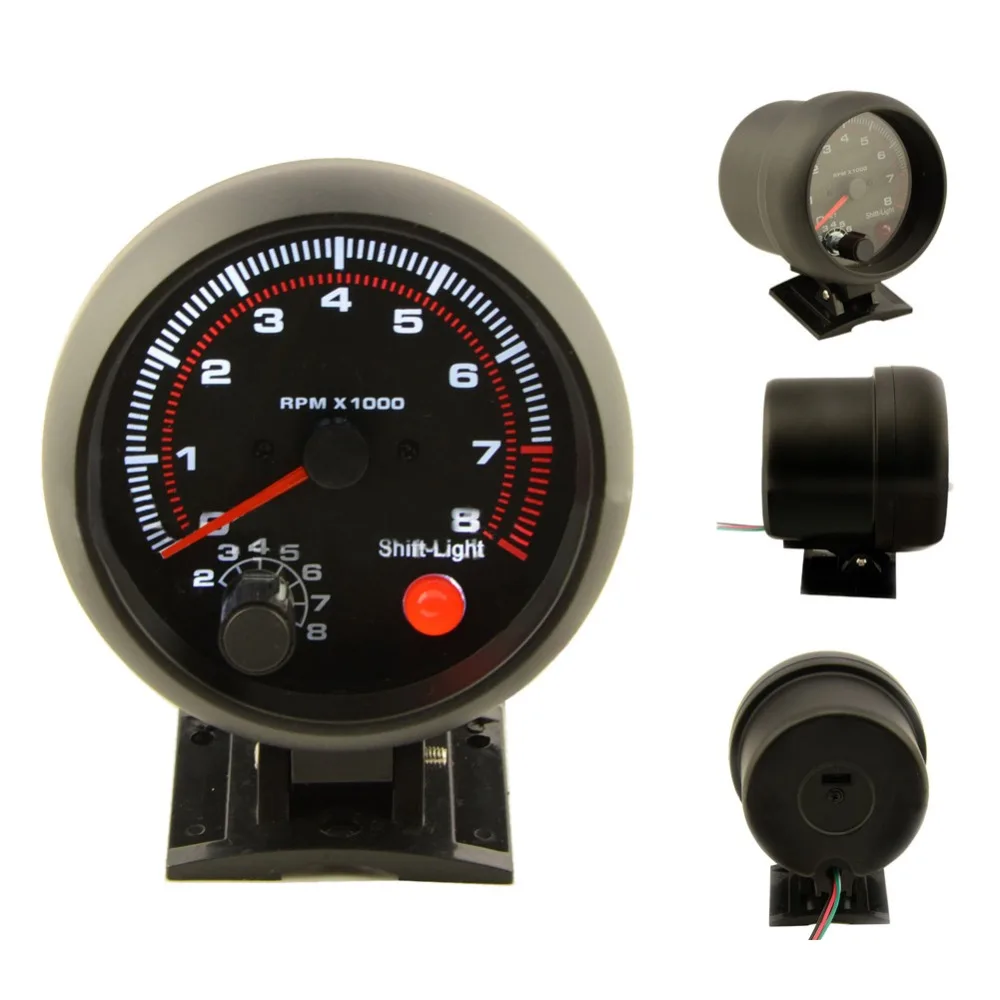 3.75Inch Universal 0 8000RPM Car Tachometer Tacho GaugeMeter LED Shift