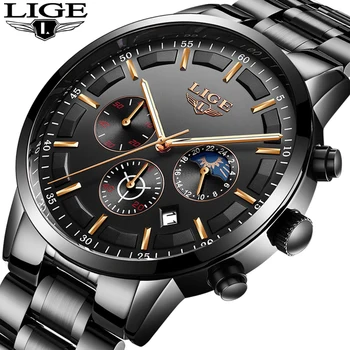 

Watch Men LIGE Fashion Sports Quartz Clock Mens Watches Top Brand Luxury Moon phase Business Waterproof Watch Relogio Masculino