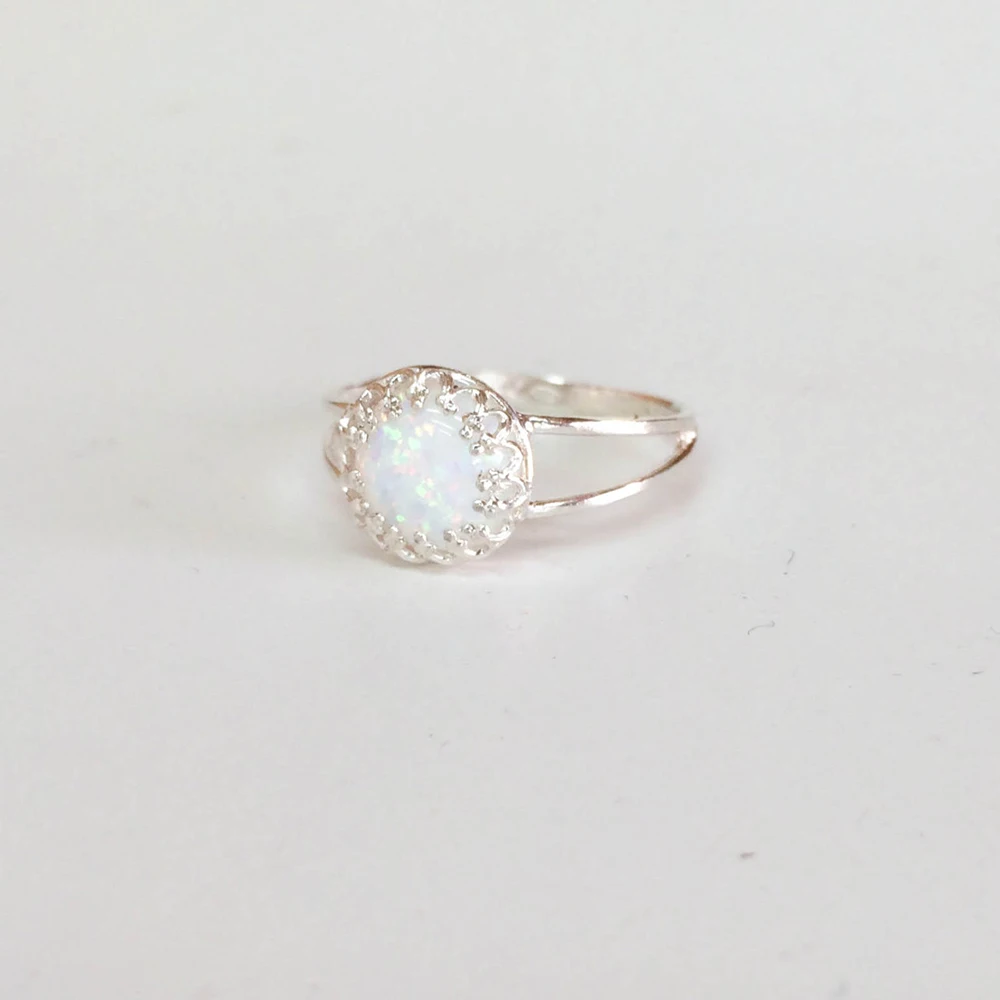 100% Natural Austrialian Fire Opal Round Shape 8mm Gemstone Ring in 14k Rose Gold with Gift Box