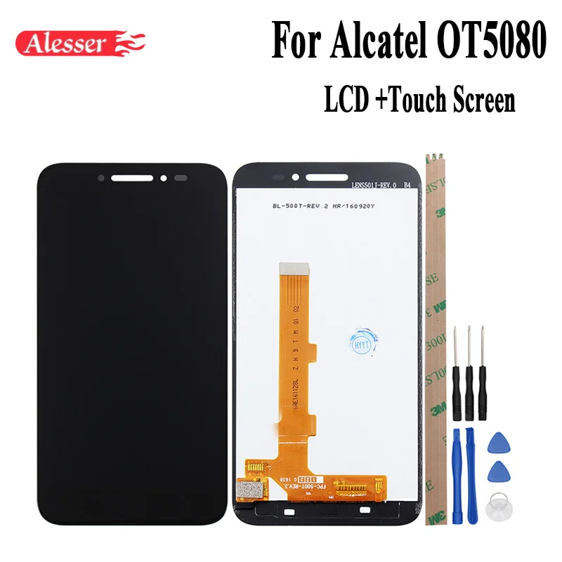 

Alesser For Alcatel One Touch ot5080 LCD Display and Touch Screen Assembly Repair Parts 5" Accessories+Tools+Tapes