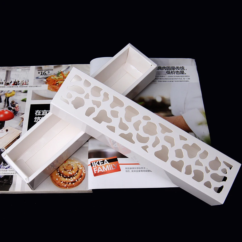 

Macaron white paper slitless cutout macaron box West cake packaging chocolate box free shipping