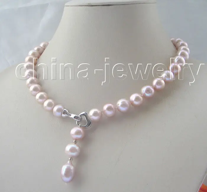 

FREE SHIPPING HOT sell new Style >>>>Beautiful 17" 11mm natural purple round freshwater pearl necklace-GP clasp