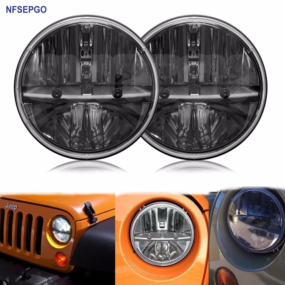 7 inch Round Projector Reflector LED Headlight For Jeeps 97 16 Wrangler