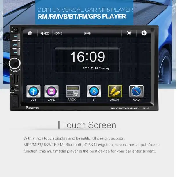 Авто 7 в автомобиль Mini Video плеер DVD Bluetooth стерео Радио FM/mp5/MP3/USB/AUX автомобиль MP5 Аудио USB Авто электроника в тире jan12