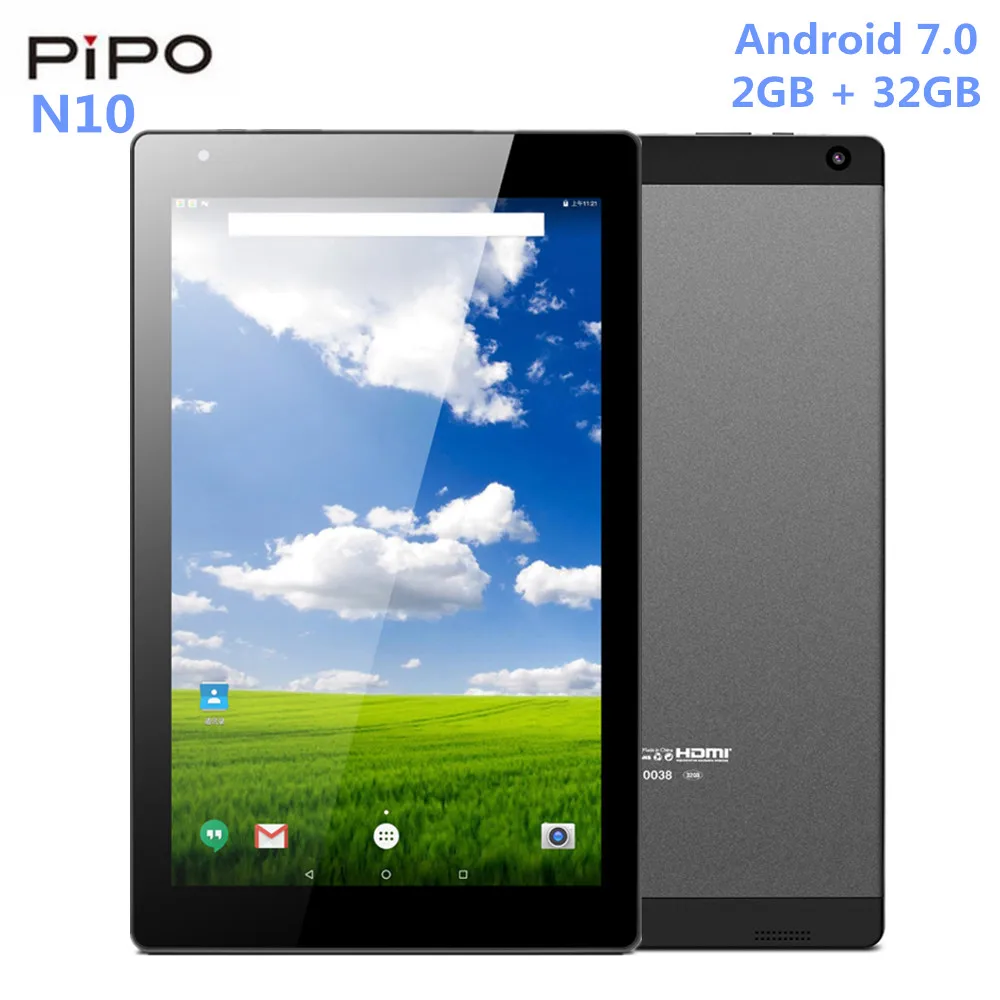 

PIPO N10 Tablet PC 10.1 Inch Android 7.0 MTK8163A Quad Core 1.5GHz 2GB RAM 32GB WiFi Tablets HDMI 5.0MP Rear Camera 7000mAh