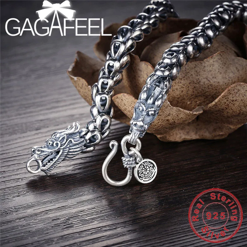 GAGAFEEL, 925 пробы, серебряное ожерелье, для мужчин, большой стат, для мужчин, t, S925, одноцветная Серебряная цепочка, ожерелье, голова дракона, ювелирное изделие