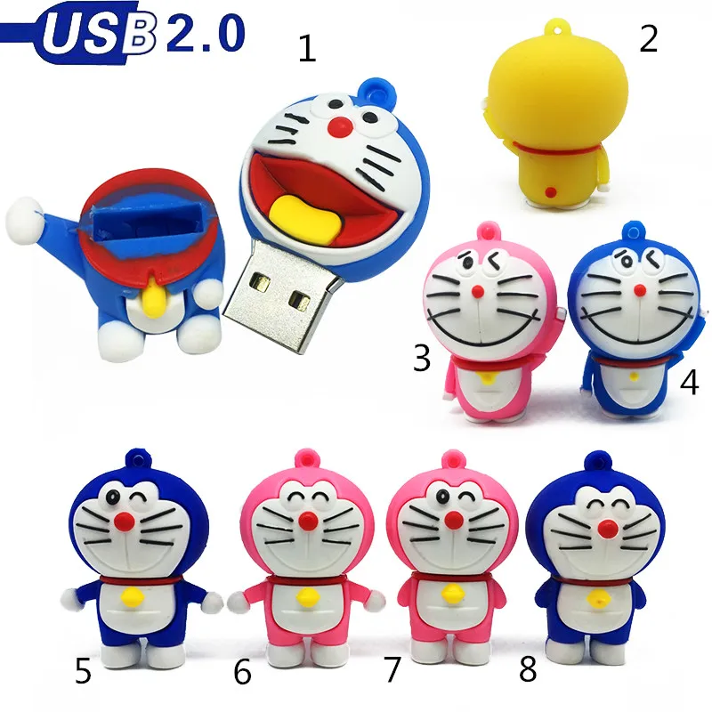 

creative Memory stick 128gb Robot cat doraemon usb flash drive 64gb 32gb 16gb pen drive 8gb 4gb pendrives cute cartoon usb 2.0