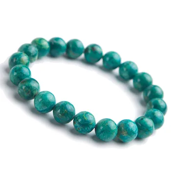

9.5mm Genuine Green Azulite Natural Chrysocolla Bracelets For Women Femme Stretch Crystal Round Bead Natural Malachite Bracelet
