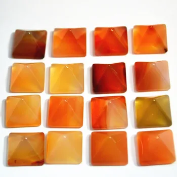 

Best Sale Fashion Natural Stone Square Pyramid CAB Cabochons Onyx Cornelian Beads 14mm*14*High8mm 30PCS Wholesale Free Shipping