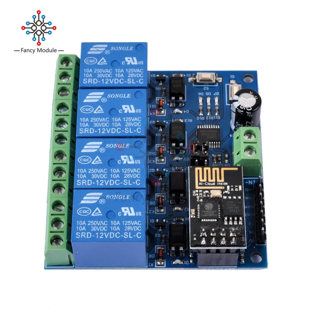 Diymore DC 12V ESP8266 4 WIFI реле канала Модуль & ESP 01 модуль Wi Fi для IOT умный дом интеллигентая