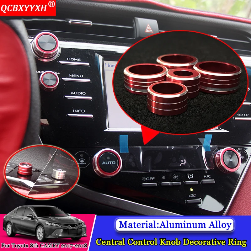 

QCBXYYXH Car-styling Navigation Air Conditional Control Switch Knob Ring Case Sequins Accessories For Toyota 8th Camry 2017 2018