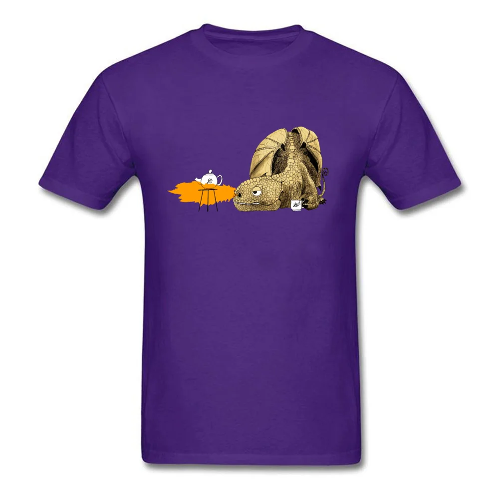  Male T-shirts Dragon making Tea Casual Tops Shirts Cotton Fabric O-Neck Short Sleeve Geek Tee Shirt Summer/Autumn Dragon making Tea purple