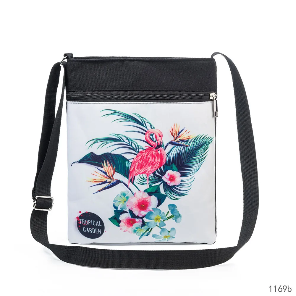 النساء قماش Crossbody الهاتف المحمول الحقيبة مع فلامنغو طباعة حقيبة يد حقيبة ساعي أفضل بيع-WT