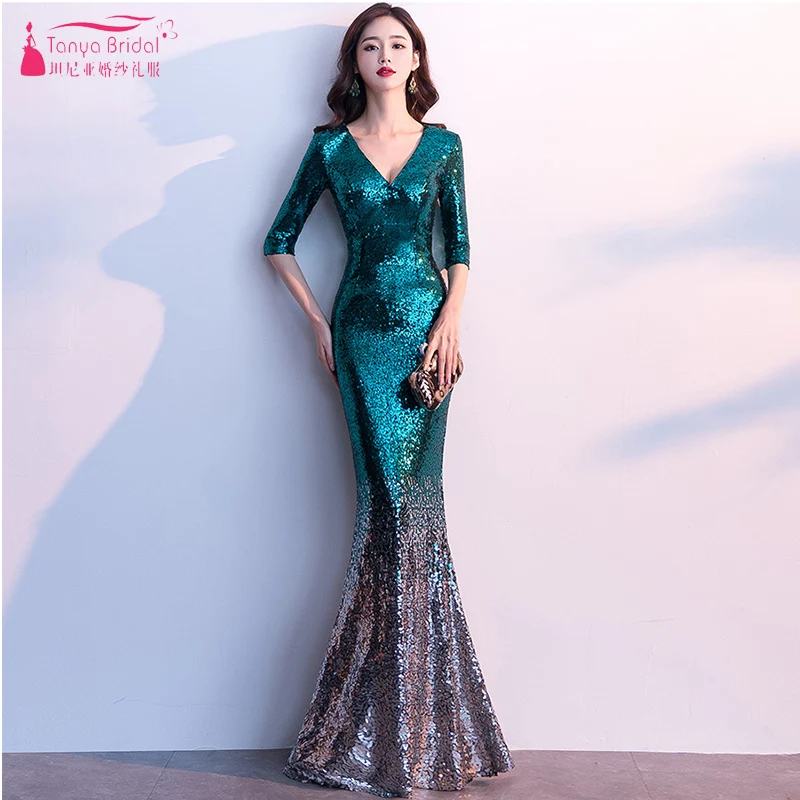 Black Sequined Bridesmaid Dresses 