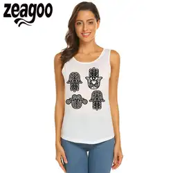Zeagoo Тотем Повседневное с круглым вырезом без рукавов Slim Fit Мягкая футболка Для женщин