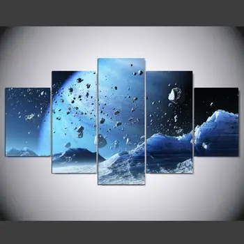 

Printed Modular Picture Large Canvas Painting 5 Panel Beautiful Planets For Bedroom Living Room Home Wall Art Decor