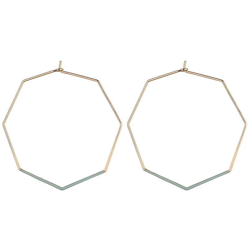 Минималистичные ювелирные изделия для ушей, изящный Базовый стиль, золотой цвет, геометрический пятиугольник, тонкие медные серьги-кольца