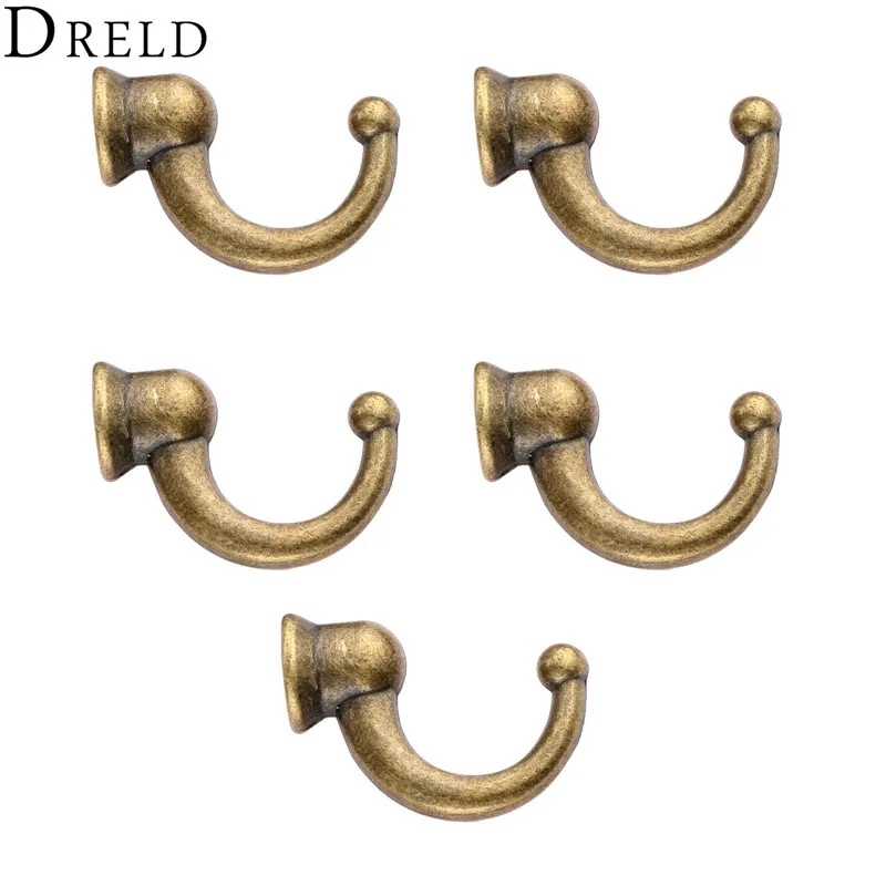 DRELD 5pcs Antique Door Hanger Hooks Small Wall Hanger for Wood Jewelry