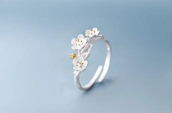 925 Sterling Silver Jewelry Rings  Female Lotus Flower Rings for Women Jewelry Wedding Gift