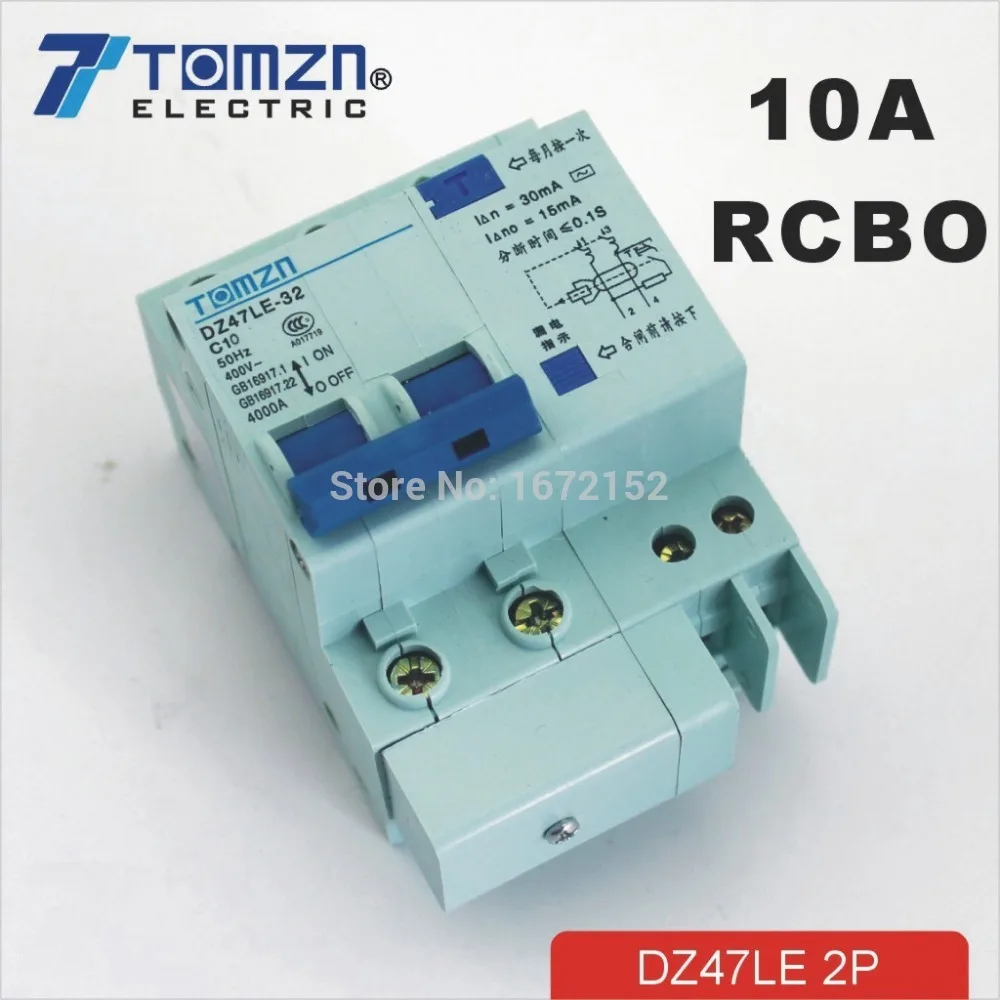 DZ47LE 2P 10A 230 В~ 50 Гц/60 Гц УЗО с защитой от перегрузки по току и утечки RCBO