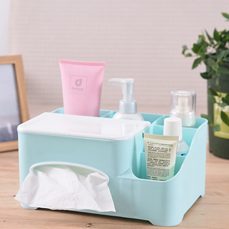 

New Plastic Layered Cosmetics Makeup Organizer Napkin Tissue Storage Boxes Skincare Sundries Container Accessories Supplies