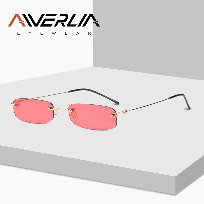 

AIVERLIA Fashion Ultralight Sunglasses Women Men Vintage Small Rimless Sunglasses Female Luxury Brand Designer Glasses Male AI12