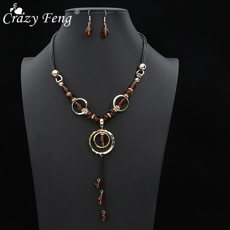 Женский комплект украшений Crazy Feng винтажный из длинных подвесок и сережек акрила