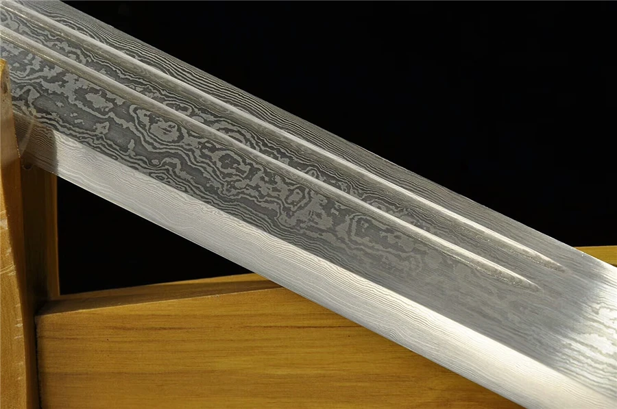 Высокое качество китайский ушу Broadsword Dao меч острый сложенный Дамасская сталь лезвие медные фитинги