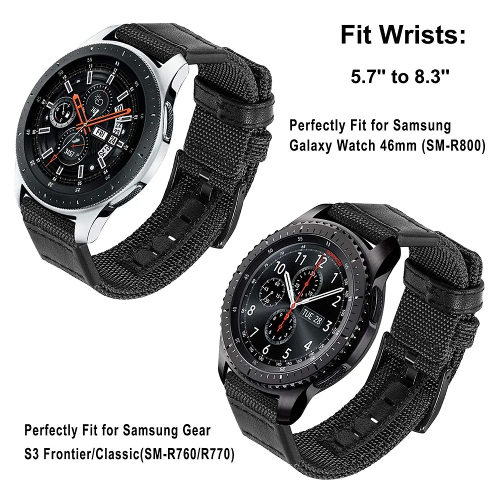 Ремешок из нейлона и натуральной кожи + Защитная пленка для экрана для samsung Galaxy Watch 46 мм gear S3 Band 22 мм ремешок на запястье