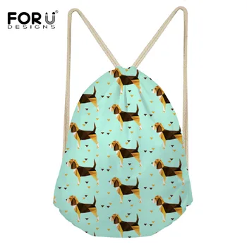 

FORUDESIGNS Drawstring Bag Women Travel Pouch Beagles Pet Dog Prins Small Backpacks Mochilas Storage Dust-proof Bags for Shoes