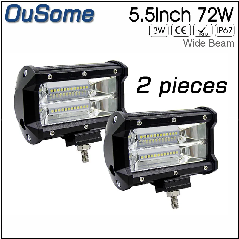 

2PCS 5.5 inch 72W flood beam car offroad LED Light Bar waterproof 12v 24v auto truck LED work light