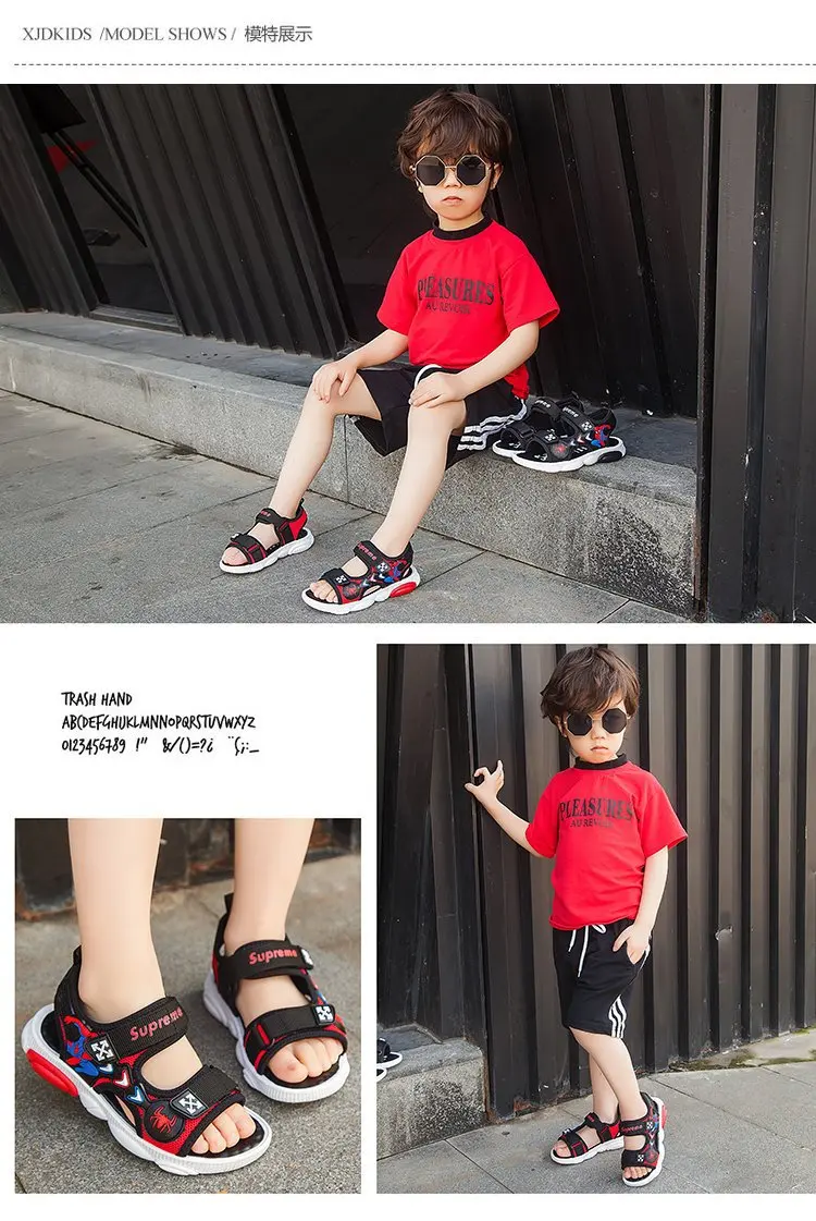 ZYJ Kids Spiderman Summer Sandals Garden Boys Girls Cartoon Bear Spider Man Shoes Sport Anti Slip Baby Beach Sandal Shoes (8)