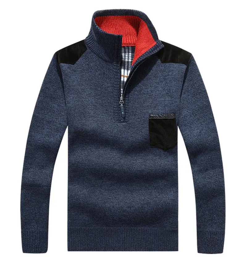 7Colors Muls Fleece Sweater Men Winter Heavy Knitted 1 4 zipper sweater Thick Male Quarter Sweater Jumper Autumn USA Size M-3XL-01