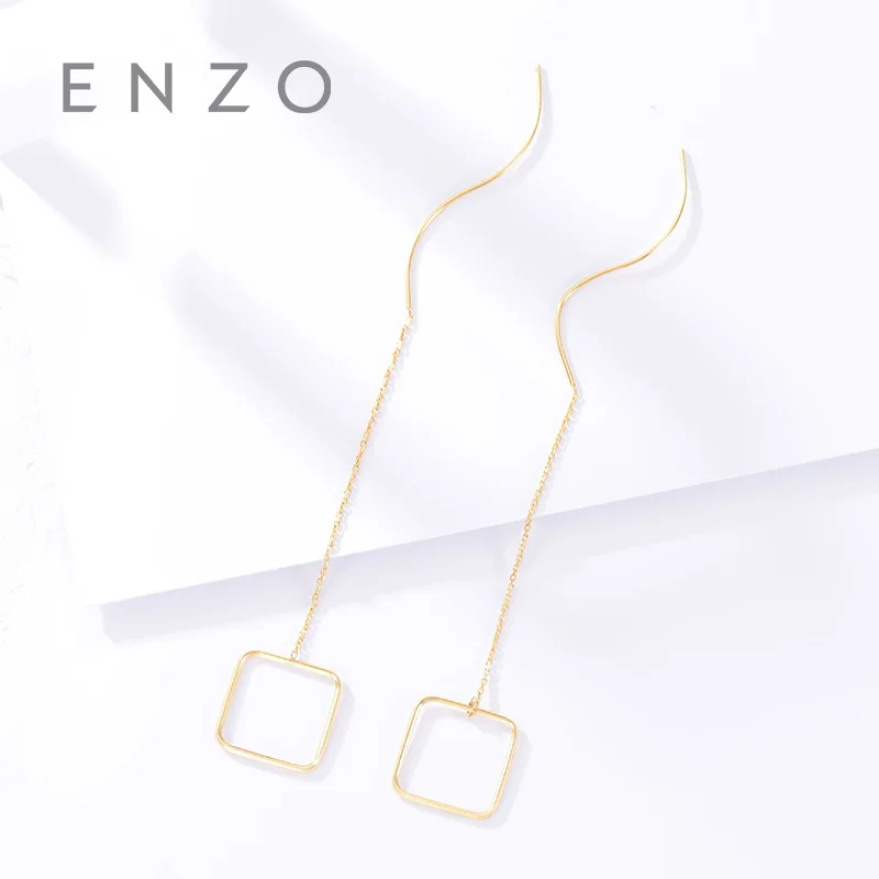 

18K Gold Earring Square circle Jewelry Women Miss Girls Gift Party Female Drop Earrings Solid Hot Sale New Good Trendy