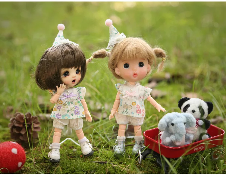 

3pcs/set Cute OB11 Dolls Flowers Set Pumpkin Trousers + flowers shirt + hat for ob11 1/12 bjd Dolls Accessories