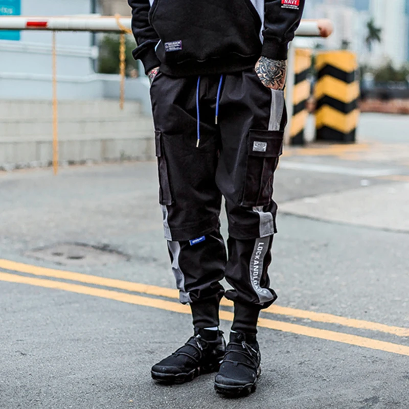 Повседневные мужские брюки длиной до щиколотки, модные мужские брюки для бега с вышитыми буквами в стиле хип-хоп, обтягивающие, Харадзюку, уличная одежда