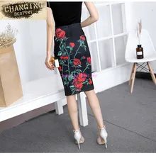Женская юбка, летняя мода, новинка, юбка на бедрах, одношаговая юбка, Европа и Америка, цифровая печать, женская летняя юбка