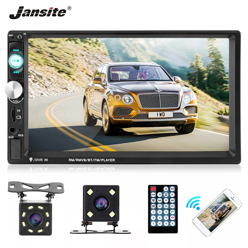 

Jansite 7" Car Radio MP5 player with 8 LED light Backup camera Touch screen 2 din Car Multimedia Player Steering wheel controls