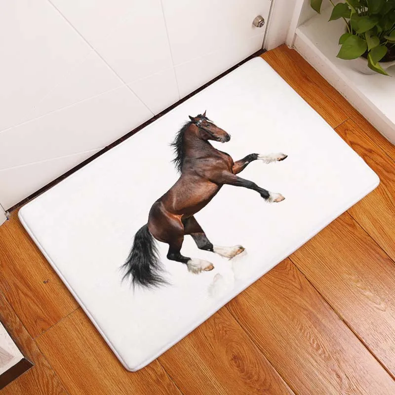 

Smiry 40*60cm Nordic Animals Waterproof Decorative Stair Mats Snow Wild Horse Carpets Anti Slip Living Room Entrance Door Mat