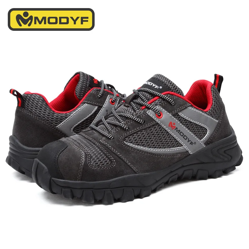 

Men's Safety Work Shoes Steel Toe Cap Lightweight Breathable Anti-smashing Non-slip Reflective Casual Sneaker PU