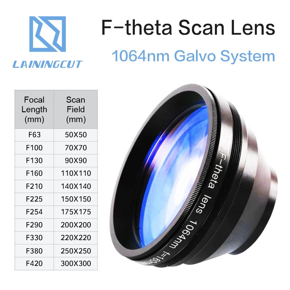 

F-theta Scan-Lens Optical lens 1064nm 50x50-300x300 F63-420mm for 1064nm YAG Optical Fiber Laser Marking Machine Parts