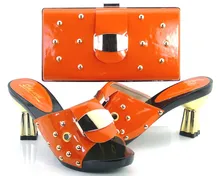 Frauen Schuhe Und Tasche Set SFS-02 orange Freies Verschiffen Italienische Schuhe Mit Passenden Taschen Für Party Sommer Sandale Größe 37-43