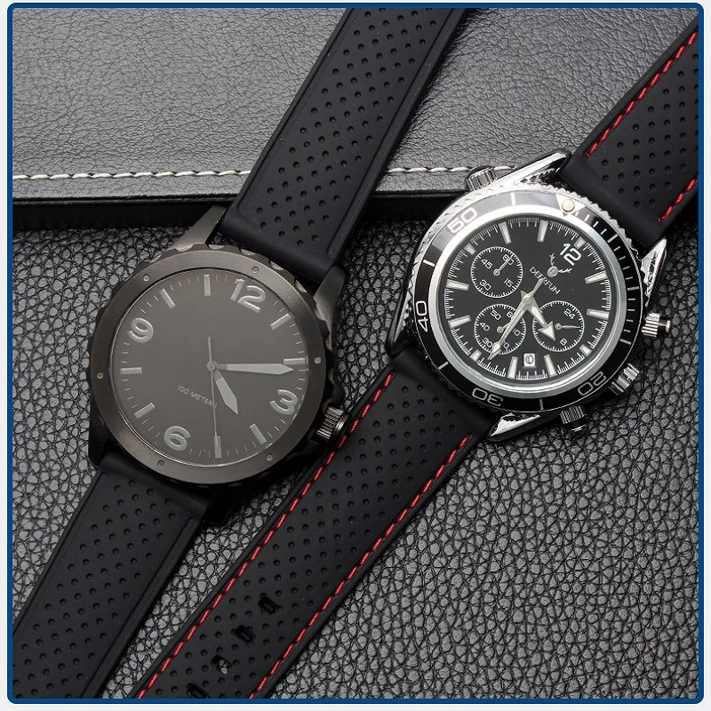 22mm Soft Silicone Watch Strap Belt Waterproof Breathable Wristband for Summer Outdoor Sports Sweatproof Watch Bands Accessories