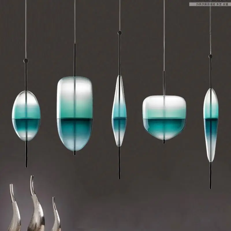  Blue chromatography Italian design lamp pendant light Lake of Venice Blue gradient Simple Peaceful  - 32871322905