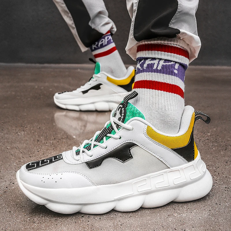 

2019 New Unisex Sneakers Platform Shoes Men Height Increasing Fashion Chunky Men's Sneakers Vulcanized Shoes chaussure homme