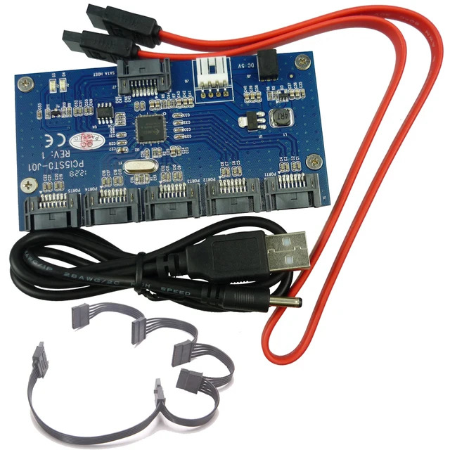 Free shipping 1 to 5 SATA 2.0 Port Multiplier Card adapter 3Gbps SATA