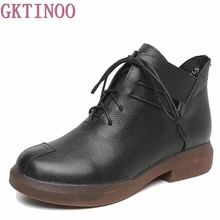 Новые женские ботинки из натуральной кожи; ботинки на плоской подошве в винтажном стиле; женская обувь из мягкой воловьей кожи; Ботильоны на молнии сбоку; zapatos mujer; T1077