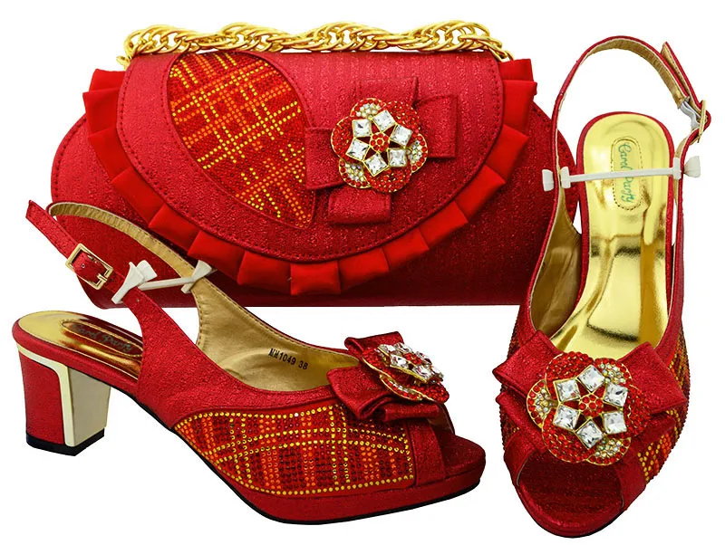 

Women's Shoes And Handbag Set In Italy Latest Italian Red Color Shoes And Handbags To Match Shoes With Bag Set High heel MM1049